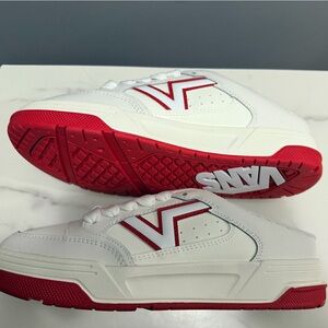 Vans White and Red Sneakers mule slide size 8